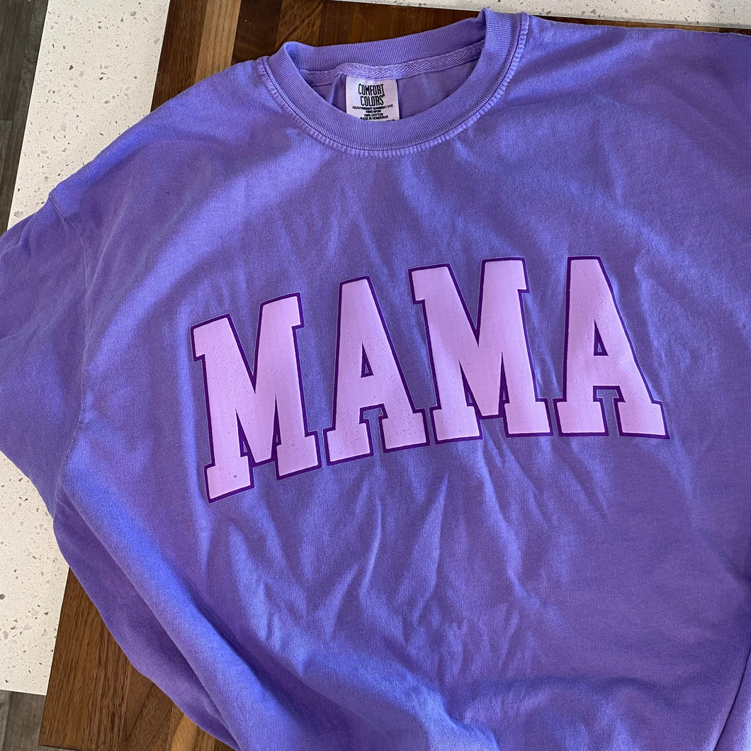 MAMA Purple Multidimensional Puff Tee & Hoodie