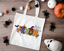 Load image into Gallery viewer, Alpha Doodle Custom Halloween Tote Bag
