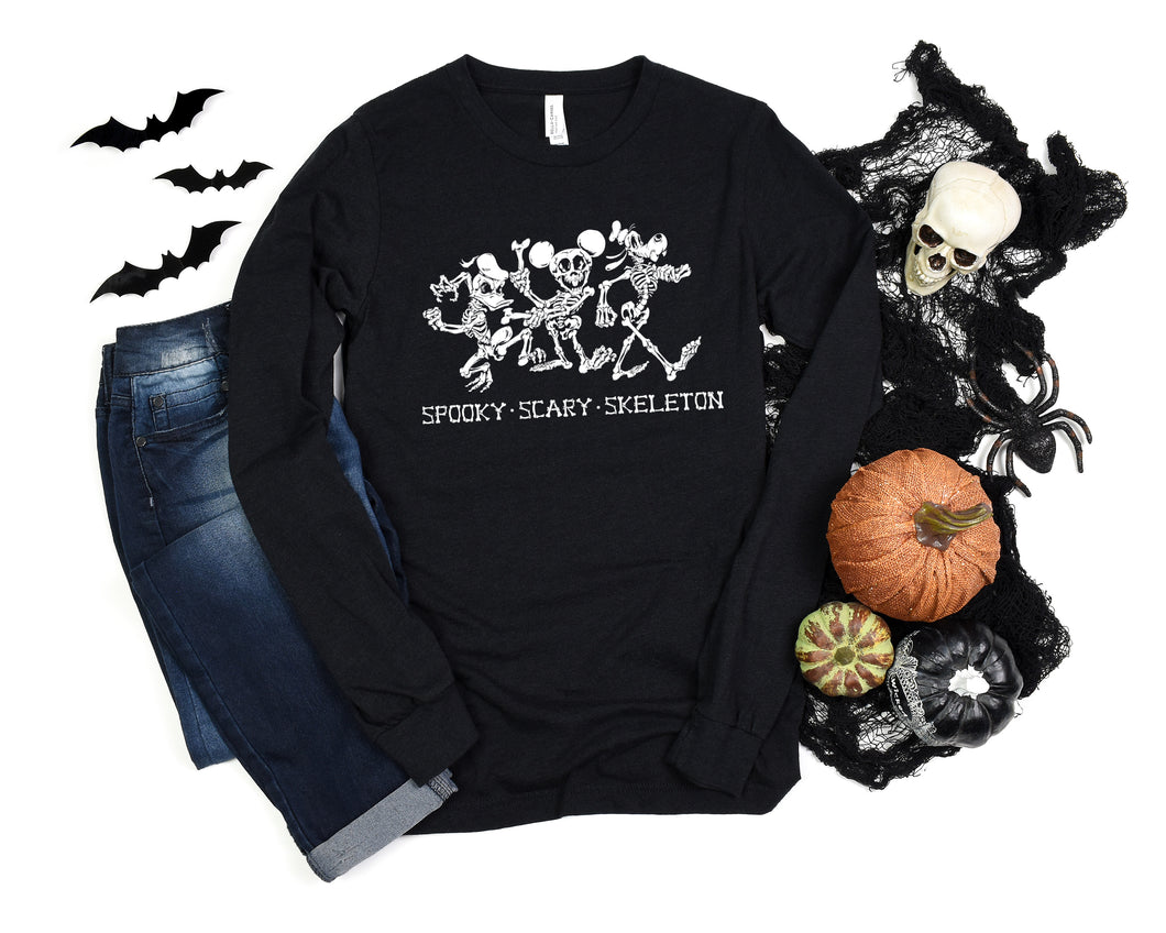 Spooky Scary Skeleton Long Sleeve Youth Adult