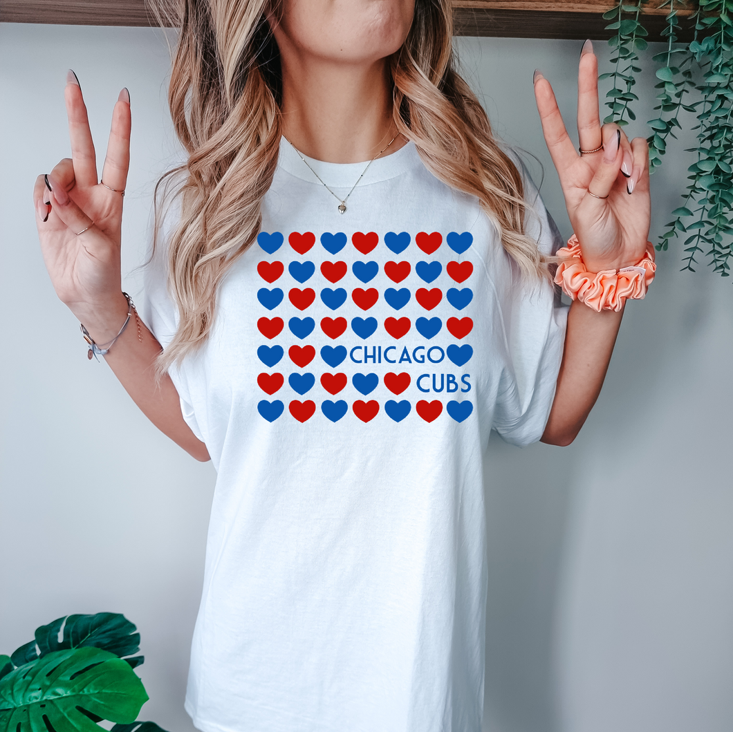 Chicago Cubs Heart Adult Tee