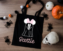 Load image into Gallery viewer, Black Canvas Halloween Trick or Treat Bag
