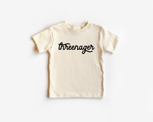 Load image into Gallery viewer, Threenager Cursive Toddler Tee
