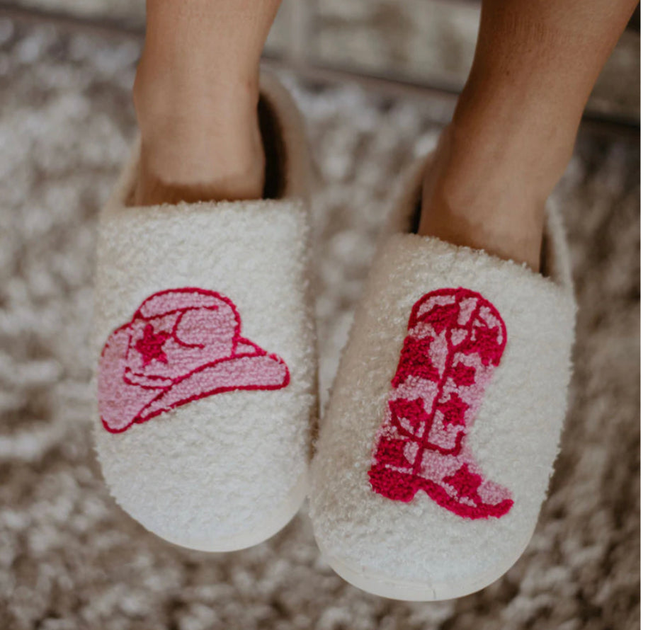 Boot & Cowgirl Hat Slippers