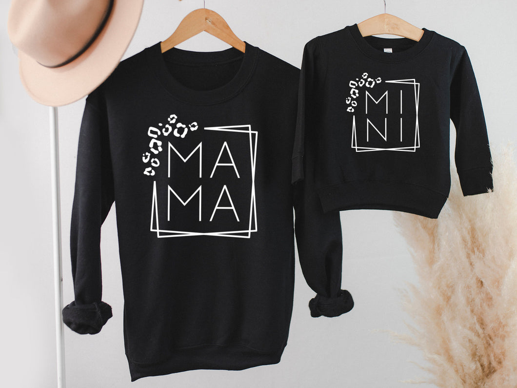 Mama & Mini Cheetah Black Sweatshirt Set